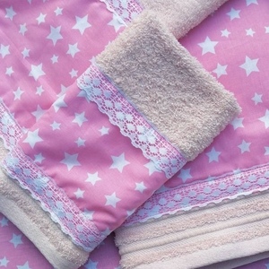 Ροζ διακοσμημένη πετσέτα χεριών - πετσέτες - 2