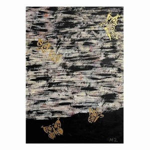 Ακρυλικό σε καμβά «πεταλούδες στη βροχή» 70X50 cm - πίνακες & κάδρα, πίνακες ζωγραφικής
