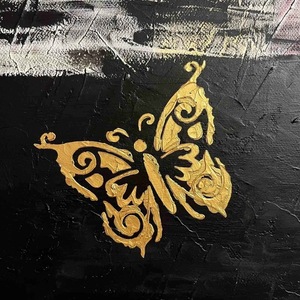 Ακρυλικό σε καμβά «πεταλούδες στη βροχή» 70X50 cm - πίνακες & κάδρα, πίνακες ζωγραφικής - 5