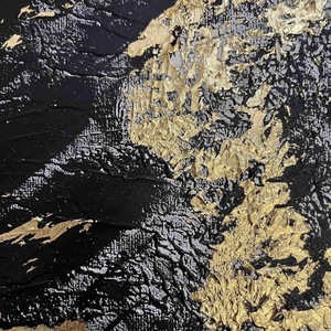Αφηρημένο σε άσπρο μαύρο με φύλλο χρυσού και ακρυλικά σε καμβά 40X40 cm - πίνακες & κάδρα, πίνακες ζωγραφικής - 2