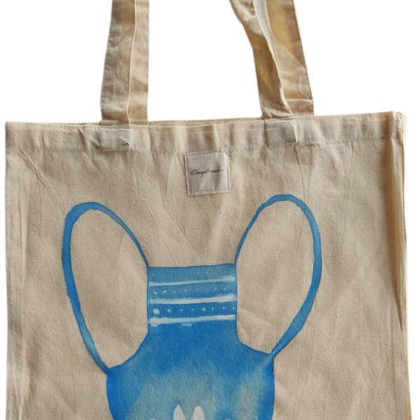 Πάνινη τσάντα ώμου μπλε βάζο - ύφασμα, ώμου, πάνινες τσάντες, φθηνές