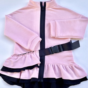 Βαμβακερή, χειροποίητη φόρμα με βολάν ροζ - παιδικά ρούχα, κορίτσι, βρεφικά φορμάκια, σετ