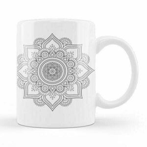 Λευκή κούπα 330ml Mandala - πηλός, κεραμικό, κούπες & φλυτζάνια