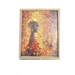 Κοπέλα με ομπρέλα καμβάς με ακρυλικά σε ξύλινη κορνίζα50X43X3 cm - πίνακες & κάδρα, πίνακες ζωγραφικής
