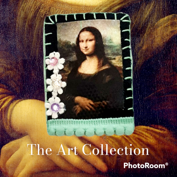 Καρφίτσα γυναικεία, ύφασμα, 8,5 χ 6 εκ., Mona Liza,χειροποίητη,Αναγέννηση. - ύφασμα, χειροποίητα, δώρα για γυναίκες - 3
