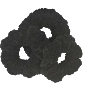 Χειροποίητο πλεκτό μαύρο βελούδινο scruntchie λαστιχάκι για τα μαλλιά - μαλλί, δώρο, χειροποίητα, δώρο οικονομικό, λαστιχάκια μαλλιών - 3