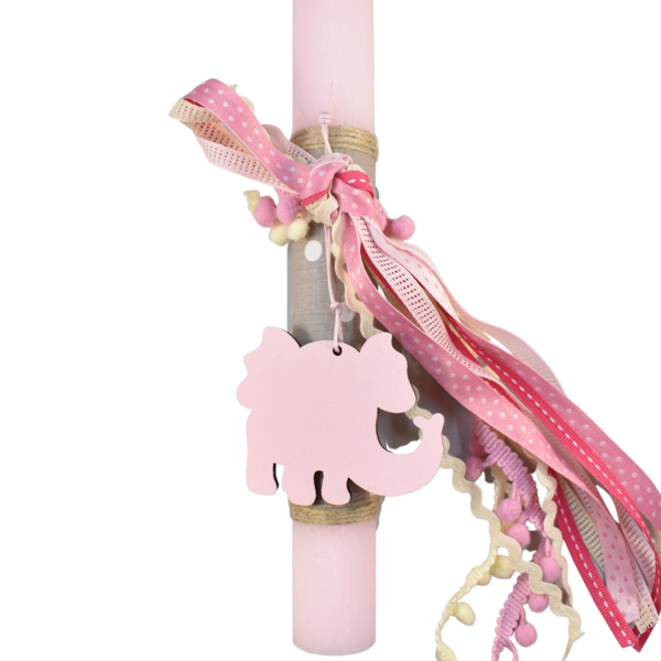 Κοριτσίστικη πασχαλινή λαμπάδα με ελεφαντάκι ροζ 30cm - κορίτσι, λαμπάδες, για παιδιά, ζωάκια, για μωρά - 2