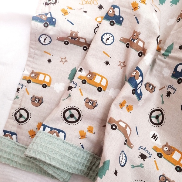 Βρεφική κουβέρτα πικέ "Ζωάκια με οχήματα" - δώρο, unisex, βρεφικά, ζωάκια, κουβέρτες