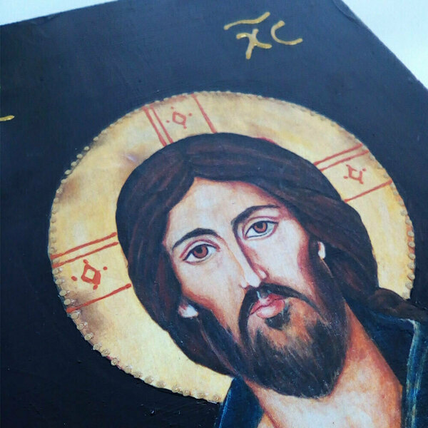 Ιησούς Χριστός Ευλογών Εικόνα Σε MDF Επιφάνεια 18x24cm - πίνακες & κάδρα, πίνακες ζωγραφικής - 3