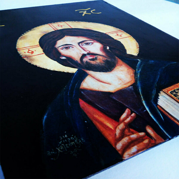 Ιησούς Χριστός Ευλογών Εικόνα Σε MDF Επιφάνεια 18x24cm - πίνακες & κάδρα, πίνακες ζωγραφικής - 4