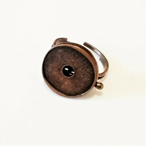Χάλκινο boho δαχτυλίδι αυξομειούμενο με στρογγυλή σφυρήλατη πλάκα - χαλκός, μέταλλο, boho, μεγάλα, αυξομειούμενα - 3