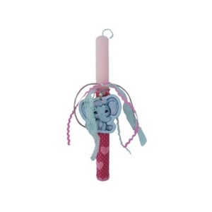 Λαμπάδα ελεφαντάκι για κορίτσι στρογγυλό ροζ κερί 30εκ αρωματισμένη - κορίτσι, λαμπάδες, για παιδιά, ζωάκια