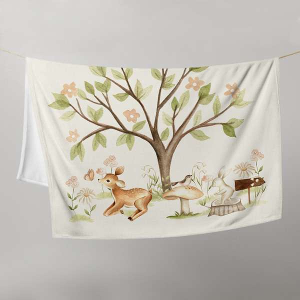 Βρεφική κουβέρτα κούνιας με θέμα ζωάκια του δάσους 127 Χ 153 εκ - κορίτσι, κουβέρτες - 2