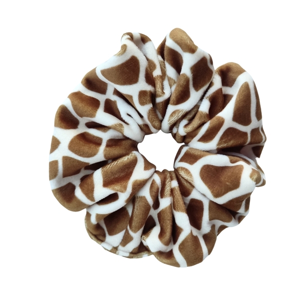 Animal print scrunchie | λαστιχάκι μαλλιών σε print καμηλοπάρδαλη - ύφασμα, βελούδο, για τα μαλλιά, δώρα για γυναίκες, λαστιχάκια μαλλιών