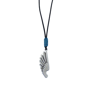 Ανδρικό μενταγιόν Wing silver macrame - κολιέ, κορδόνια, δώρα για άντρες