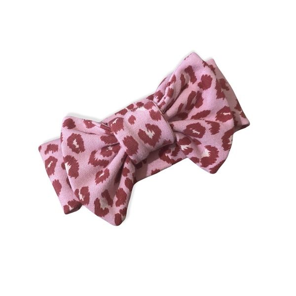Βρεφική παιδική κορδέλα 1-3 ετών ροζ λεοπαρ - βαμβακερές κορδέλες, βρεφικά, αξεσουάρ μαλλιών