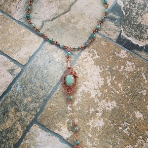 Κολιέ “copper bead” - ημιπολύτιμες πέτρες, χαλκός, κοντά - 4