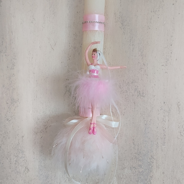Αρωματική στρογγυλή λαμπάδα (25cm) ροζ μπαλαρίνα "Pink Ballet Dancer" - λαμπάδες, μπαλαρίνες, για παιδιά, για ενήλικες, για εφήβους - 2