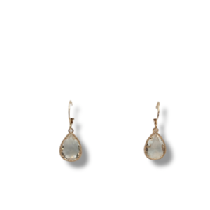 Μεταλλικά σκουλαρίκια με πέτρα - γυαλί, επιχρυσωμένα, δάκρυ, μικρά, κρεμαστά
