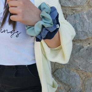 Scrunchie classic satin μπλέ - ύφασμα, σατέν, λαστιχάκια μαλλιών, satin scrunchie - 3