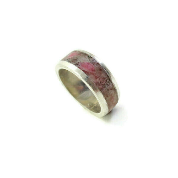 Ασημένιο Δαχτυλίδι Με inlay ροδονίτη - ασήμι, ημιπολύτιμες πέτρες, σταθερά, για γάμο, μεγάλα - 3