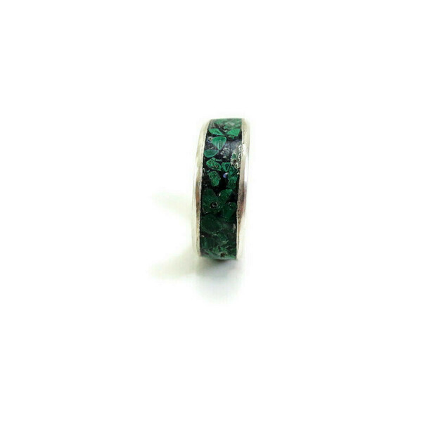 Ασημένιο Δαχτυλίδι Με inlay Μαλαχίτη - ασήμι, ημιπολύτιμες πέτρες, σταθερά, για γάμο, μεγάλα