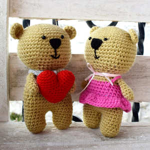 Πλεκτή amigurumi αρκουδίτσα με φορεματάκι - ύψος 21 εκ - πλεκτό, δώρο, χειροποίητα, λούτρινα, amigurumi - 5