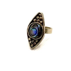 Δαχτυλίδι από αλπακά με abalone shell - αλπακάς, boho, αυξομειούμενα