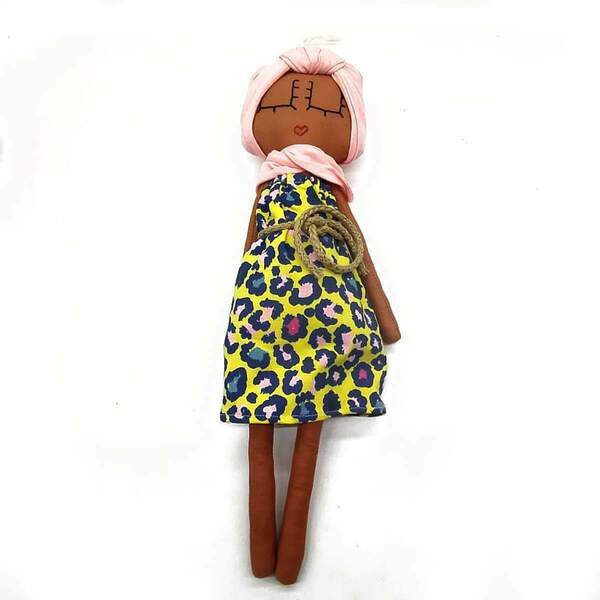 Λαμπάδα αρωματική πλακε με κούκλα Αφρικάνα - ύφασμα, κορίτσι, λαμπάδες, για παιδιά, πασχαλινά δώρα - 3