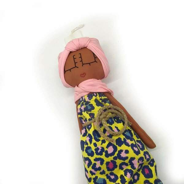Λαμπάδα αρωματική πλακε με κούκλα Αφρικάνα - ύφασμα, κορίτσι, λαμπάδες, για παιδιά, πασχαλινά δώρα - 4