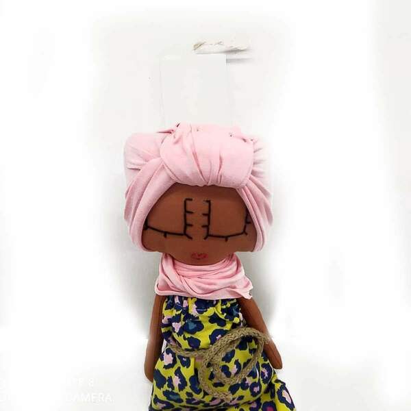 Λαμπάδα αρωματική πλακε με κούκλα Αφρικάνα - ύφασμα, κορίτσι, λαμπάδες, για παιδιά, πασχαλινά δώρα - 5