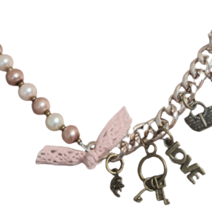 Vintage ροζ ξιδι και μπρονζε με αλυσιδα και charms - charms, χάντρες, πέρλες, αυξομειούμενα, φθηνά