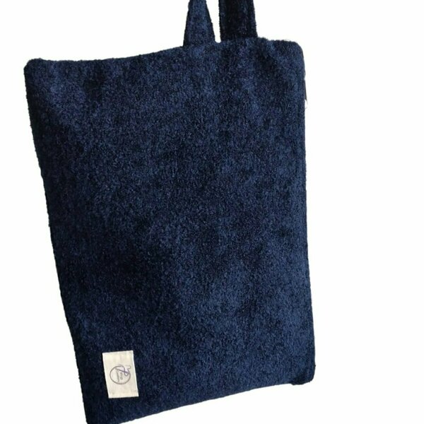 χειροποίητη υφασμάτινη τσάντα χειρός-σκουρο μπλε χρώμα - ύφασμα, all day, χειρός, μικρές