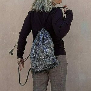 Χειροποίητο backpack 31Χ45 σακιδιο πλατης λεοπάρ, animal print, leopard - ύφασμα, πουγκί, πλάτης, σακίδια πλάτης, all day - 3