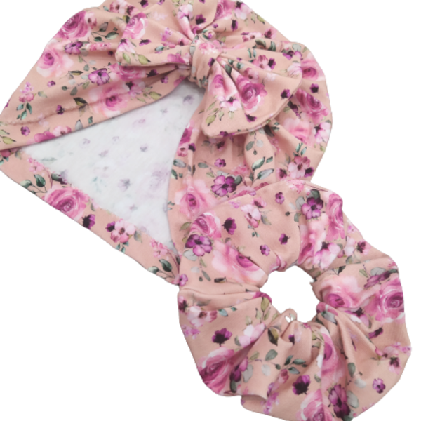Τουρμπάνι και scrunchies για μαμά κόρη αξεσουάρ ροζ - ύφασμα, σκουφάκια