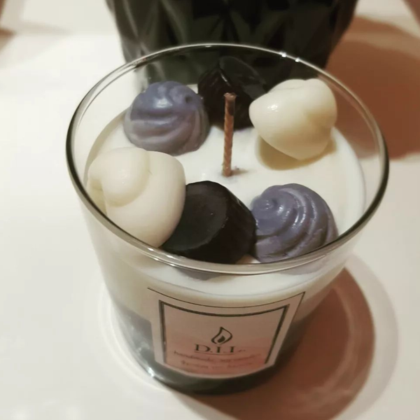 Τριχρωμo κερι !Διακοσμημένο με wax melts - κερί, αρωματικά κεριά - 2