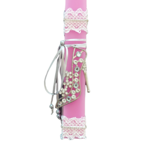 Αρωματική πλακέ λαμπάδα ροζ (30cm) "Hanging shoe" - κορίτσι, λαμπάδες, ζευγάρια, για ενήλικες, για εφήβους