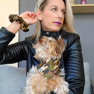 Μπαντάνα σκύλου παραλλαγής, με ασορτί λαστιχάκι scrunchie για τα μαλλιά σε τρία μεγέθη (s,m,l) - μπαντάνες, 100% βαμβακερό, velvet scrunchies - 4