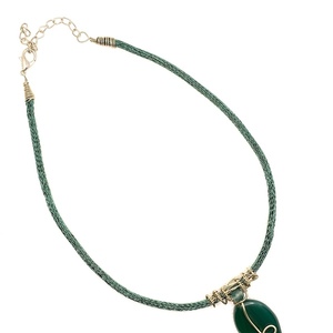 Κολιέ “Viking chain” πράσινο από χαλκό και αλπακά - ημιπολύτιμες πέτρες, χαλκός, αλπακάς, κοντά, boho - 2