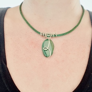 Κολιέ “Viking chain” πράσινο από χαλκό και αλπακά - ημιπολύτιμες πέτρες, χαλκός, αλπακάς, κοντά, boho - 3