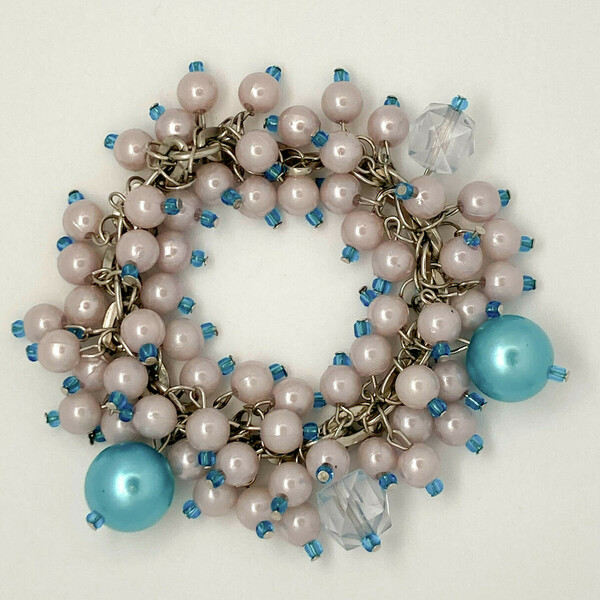 light blue pearl bracelet - αλυσίδες, πέρλες, χεριού, αυξομειούμενα - 3