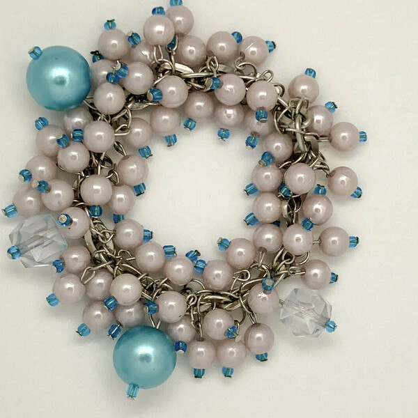 light blue pearl bracelet - αλυσίδες, πέρλες, χεριού, αυξομειούμενα - 2