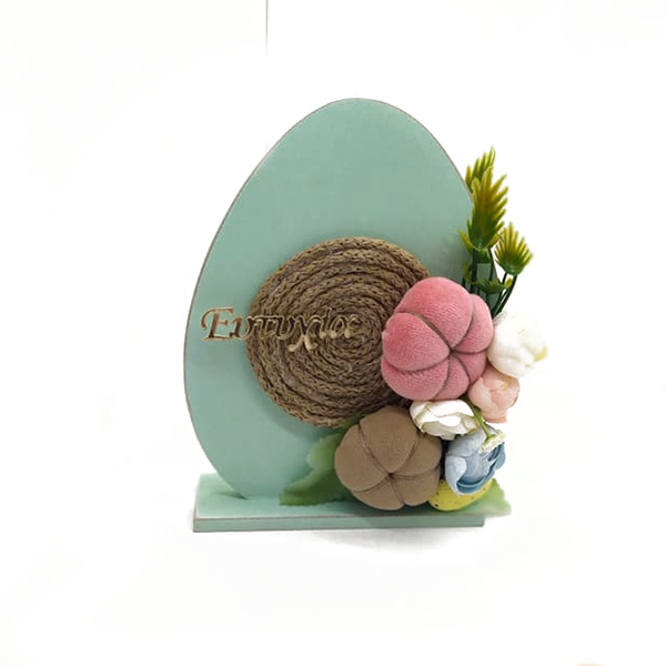 Πασχαλινό ξυλινο αυγό, διακοσμητικό με λουλούδια - λουλούδια, βαφτιστήρι, διακοσμητικά, πασχαλινά αυγά διακοσμητικά, για παιδιά - 2