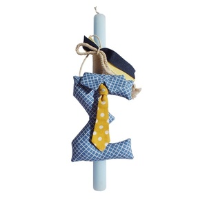 Λαμπάδα με μονόγραμμα με γραβάτα - αγόρι, λαμπάδες, μονογράμματα, για παιδιά, για μωρά