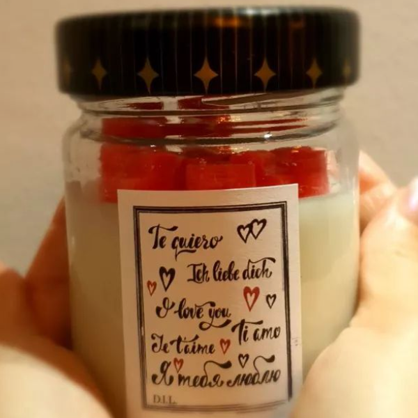 Κεριά σόγιας, 200gr, Βαζάκι με καπάκι, δώρο για ρομαντικές στιγμές - romantic, κερί, αρωματικά κεριά - 2