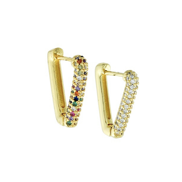 Tiffany earrings - στρας, επιχρυσωμένα, κρίκοι, μπρούντζος, καρφάκι