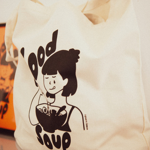 "Good Soup" handprinted organic tote bag - ύφασμα, ώμου, all day, tote, πάνινες τσάντες - 3