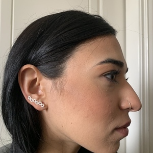 Ασημένιο χειροποίητο σκουλαρίκι - ear climber - ασήμι, επάργυρα, μικρά, καρφάκι - 3