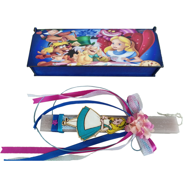 Λαμπάδα "Αλίκη"σε ξύλινο κουτί (22cm) - κορίτσι, λαμπάδες, για παιδιά, ήρωες κινουμένων σχεδίων - 3
