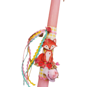 Ροζ λαμπάδα αλεπού 30 εκατοστά - κορίτσι, λαμπάδες, για παιδιά, ζωάκια